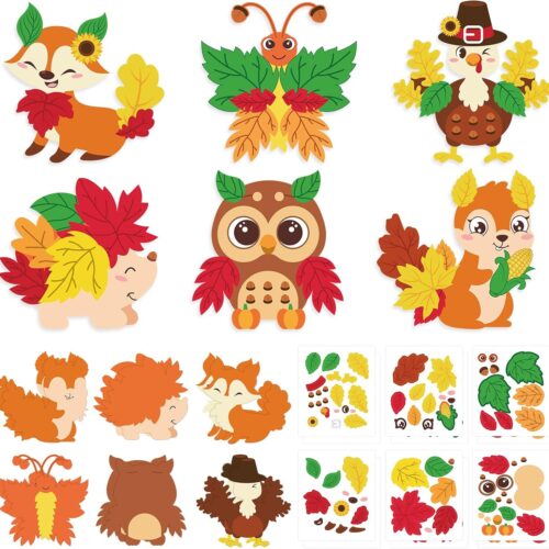 Kids Premium Art Gift Set Fall Animal Sticker Craft Set