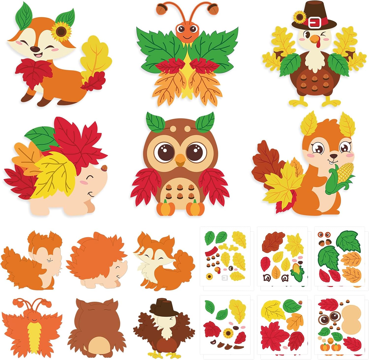Kids Premium Art Gift Set Fall Animal Sticker Craft Set