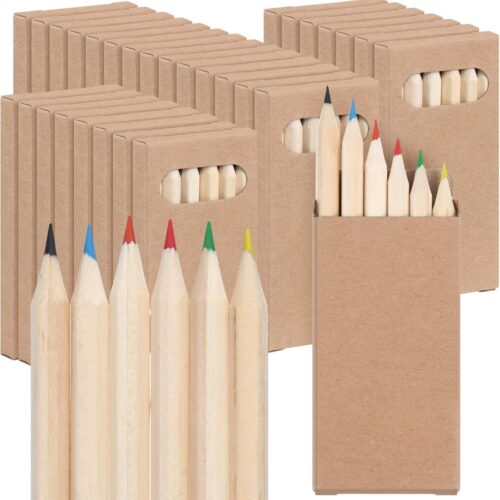 Mini Colored Pencils in Kraft Boxes for Kids