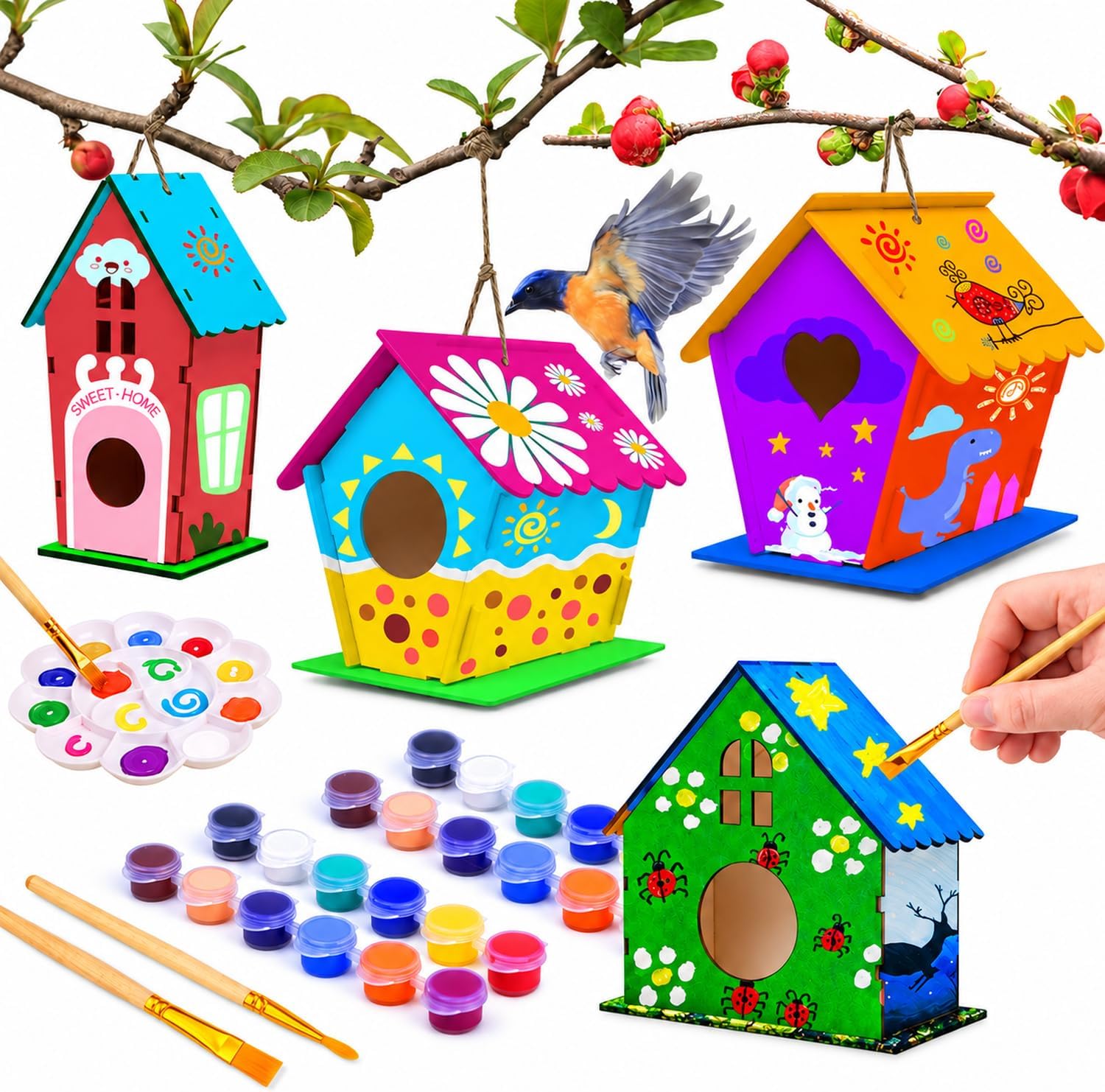 Kids Premium Art Gift Set Wooden Birdhouse Painting Craft Kit