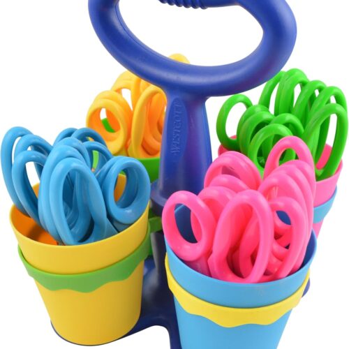 Kids Safety Scissors with Storage Caddy