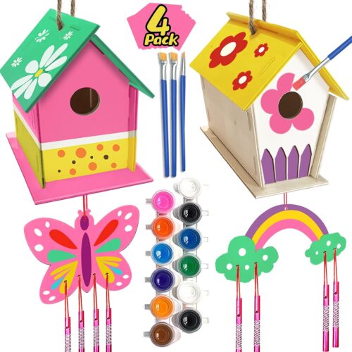 Kids Premium Art Gift Set Birdhouse and Wind Chime Building Craft Kit
