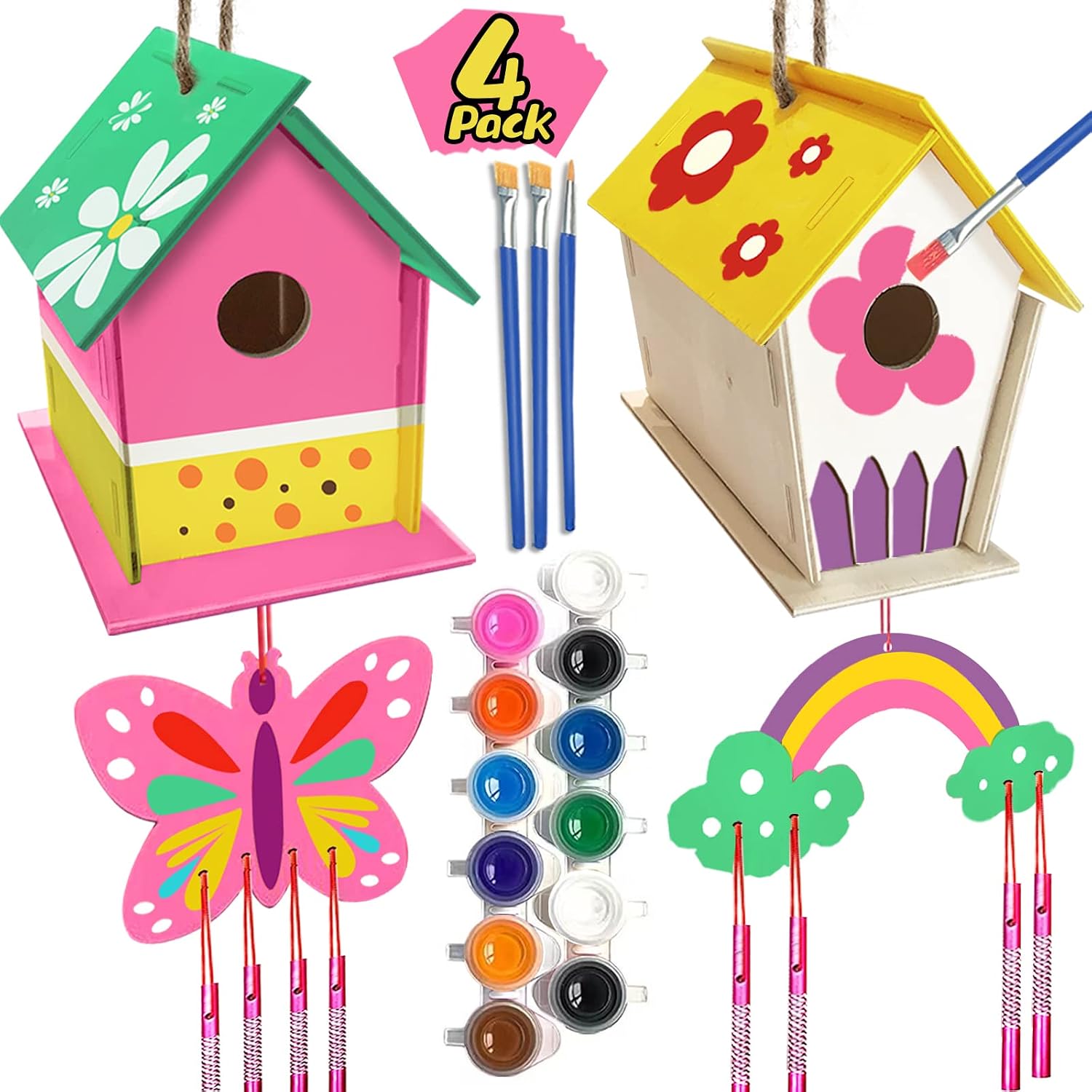 Kids Premium Art Gift Set Birdhouse and Wind Chime Building Craft Kit