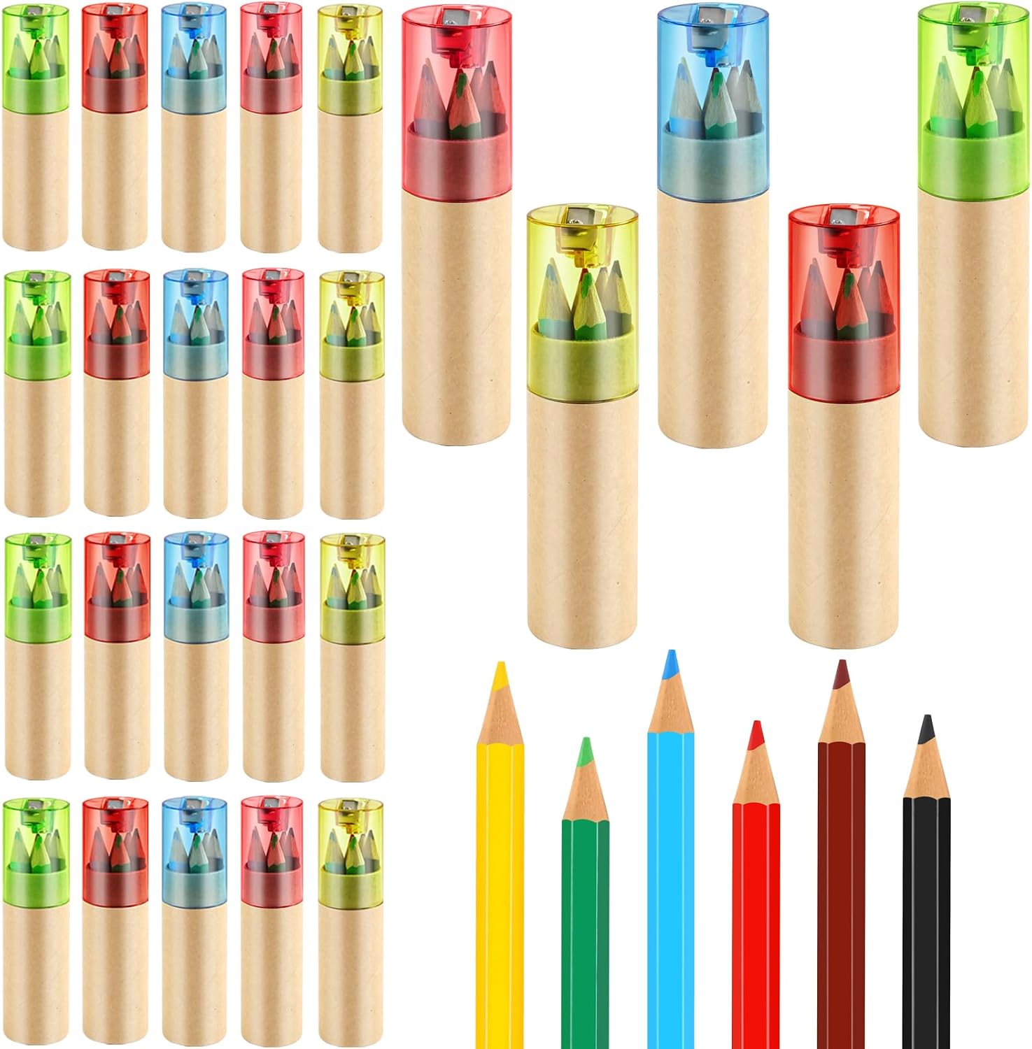 Mini Colored Pencils with Tube Cap Sharpener