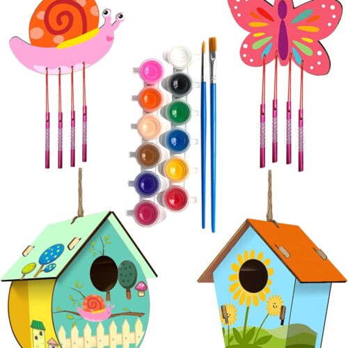 Kids Premium Art Gift Set Bird House and Wind Chime Craft Kit