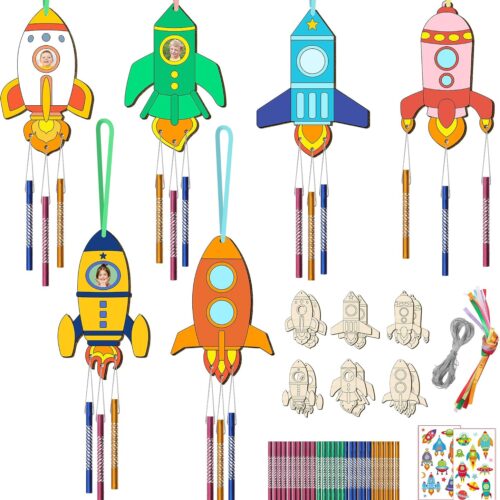 Kids Premium Art Gift Set Rocket Wind Chime Craft Kit