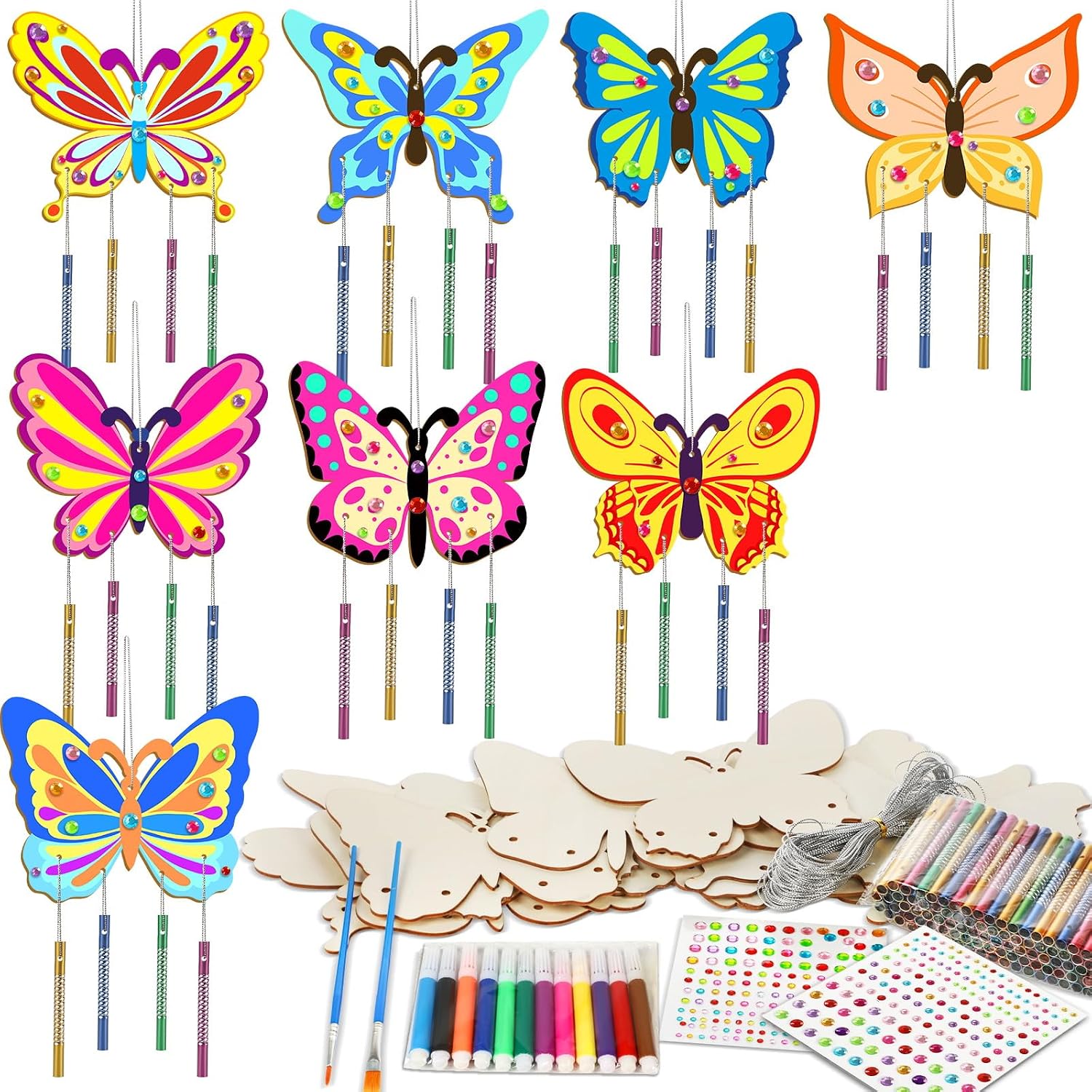 Kids Premium Art Gift Set Butterfly Wind Chime Craft Kit