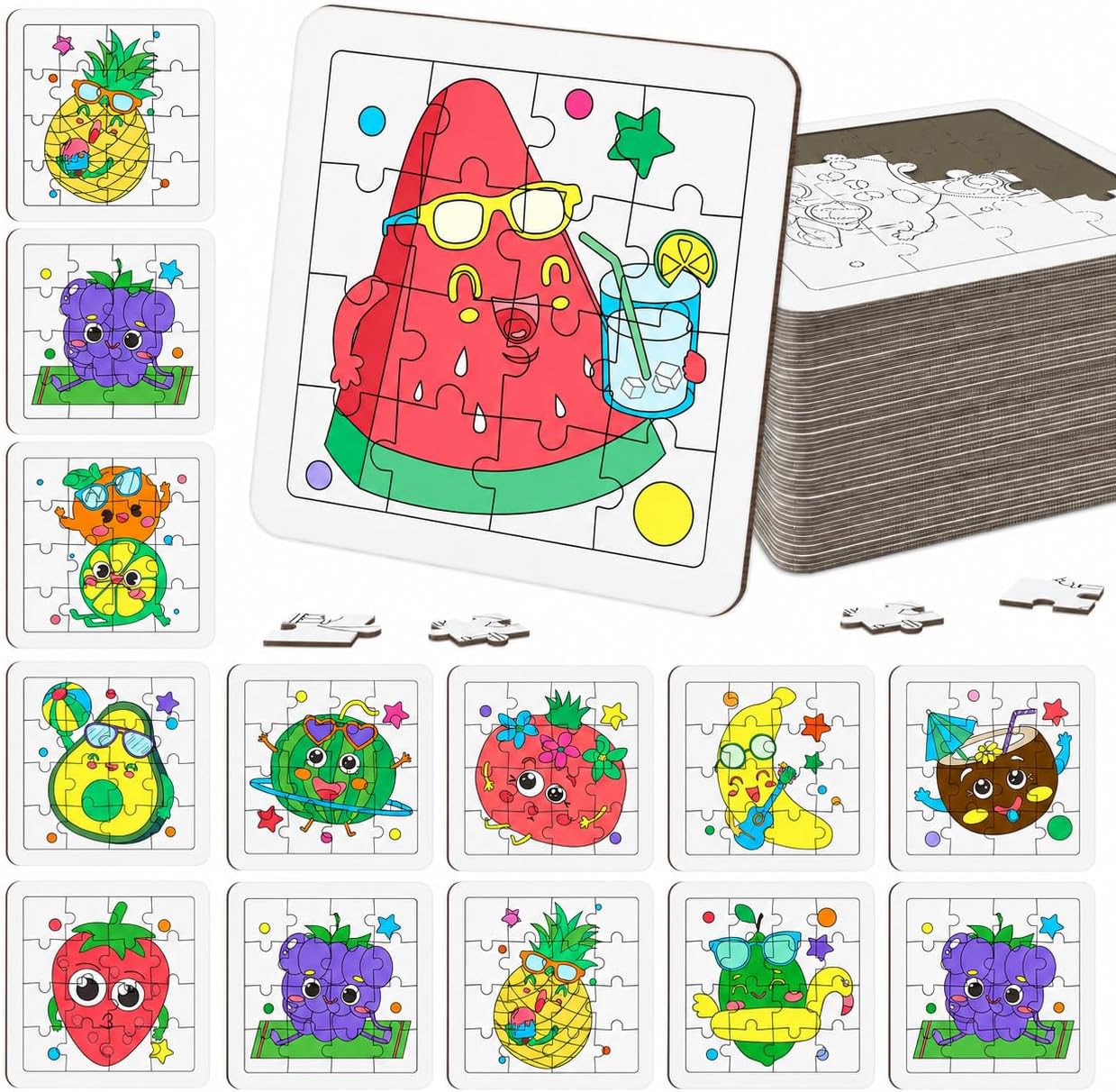 Kids Premium Art Gift Set Fruit Jigsaw Puzzle Coloring Craft Set