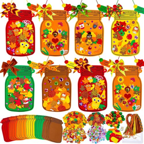 Kids Premium Art Gift Set Fall Mason Jar Ornament Craft Kit