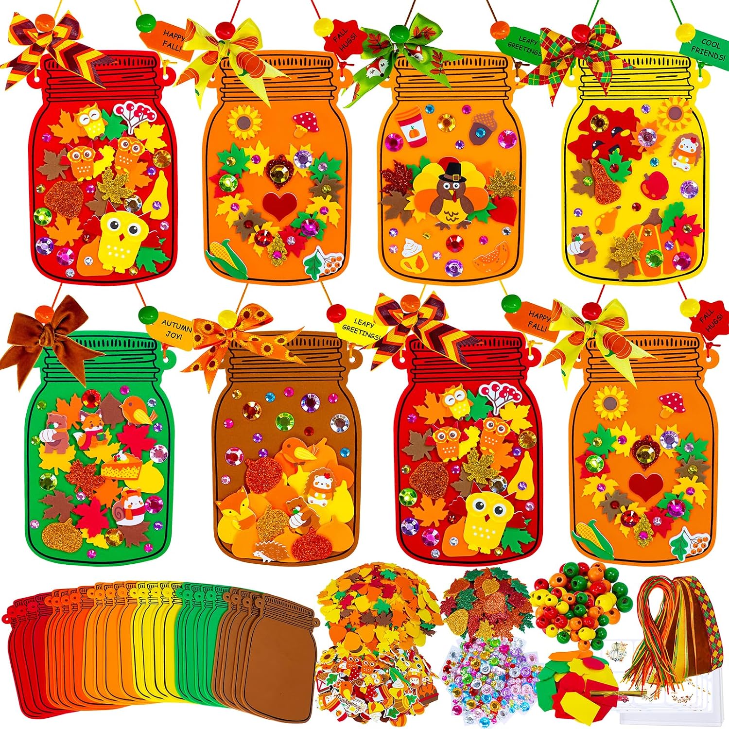 Kids Premium Art Gift Set Fall Mason Jar Ornament Craft Kit